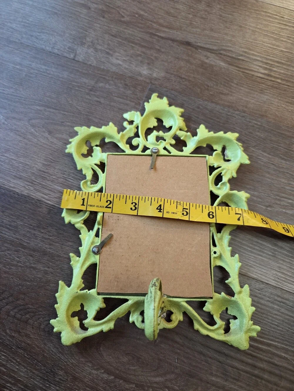 Vintage Art Noveau Cast Iron Ornate Green Picture Frame with Easel Back
